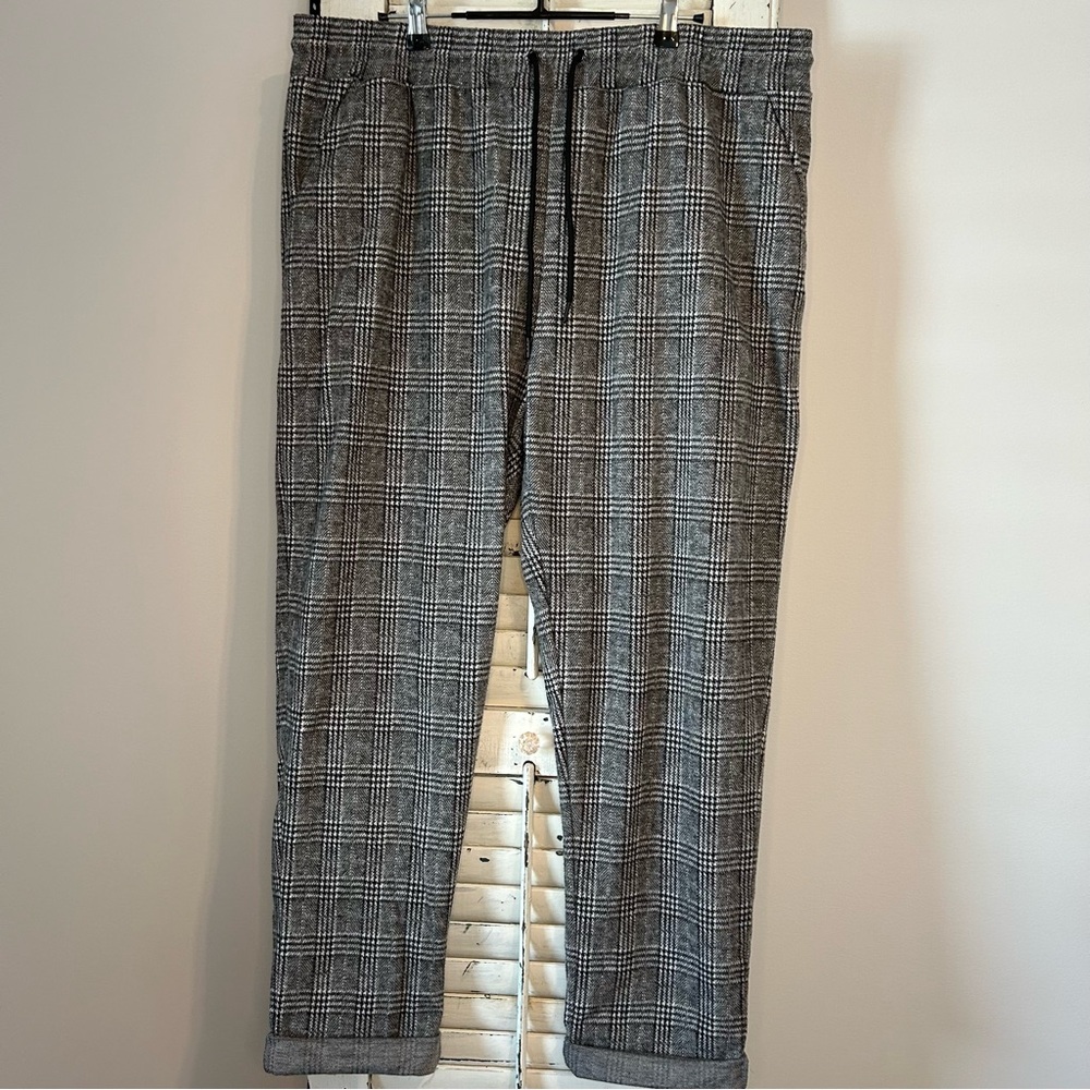TRIBAL Plaid Pull On Cuffed Plaid Preppy Eclectic Grandpa Academia Pants Size XL